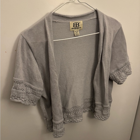 Sweaters - Gray Short Sleeve Cardigan